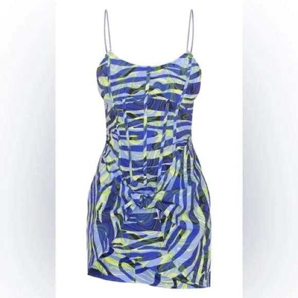 PrettyLittleThing Blue Zebra Print Strappy Corset Bodycon Dress - Picture 5 of 16